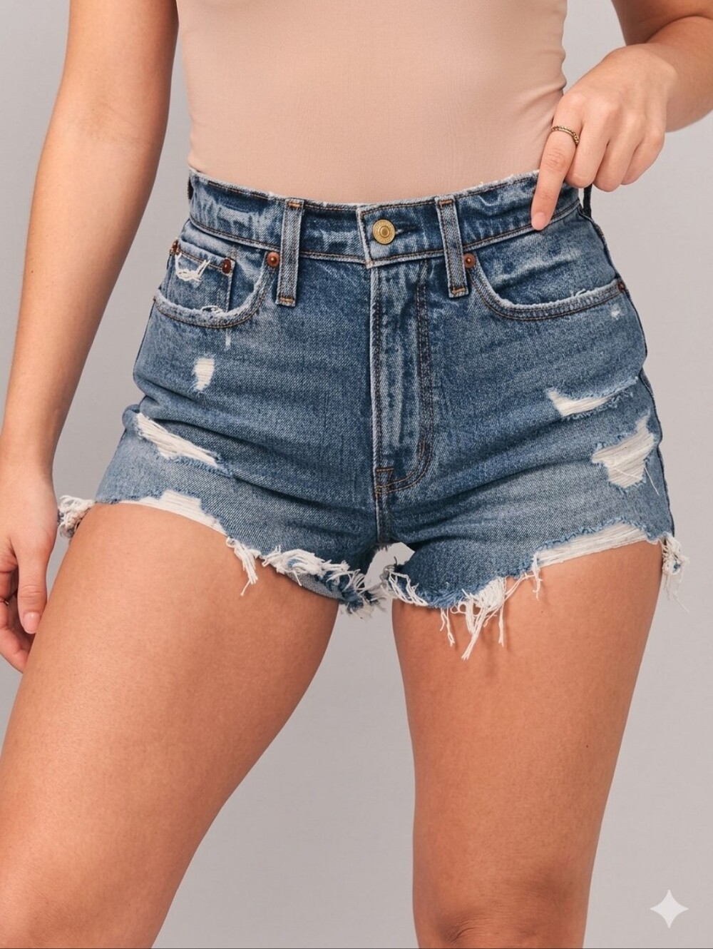 ABERCROMBIE & FITCH The Mom Short High Rise Distressed Festival Plus Size 36/22